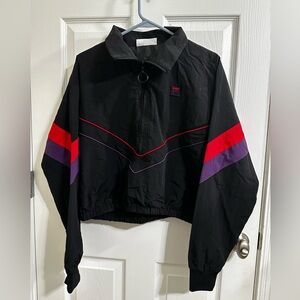 Women’s FILA windbreaker. Black, red. Purple. Pullover. Medium.